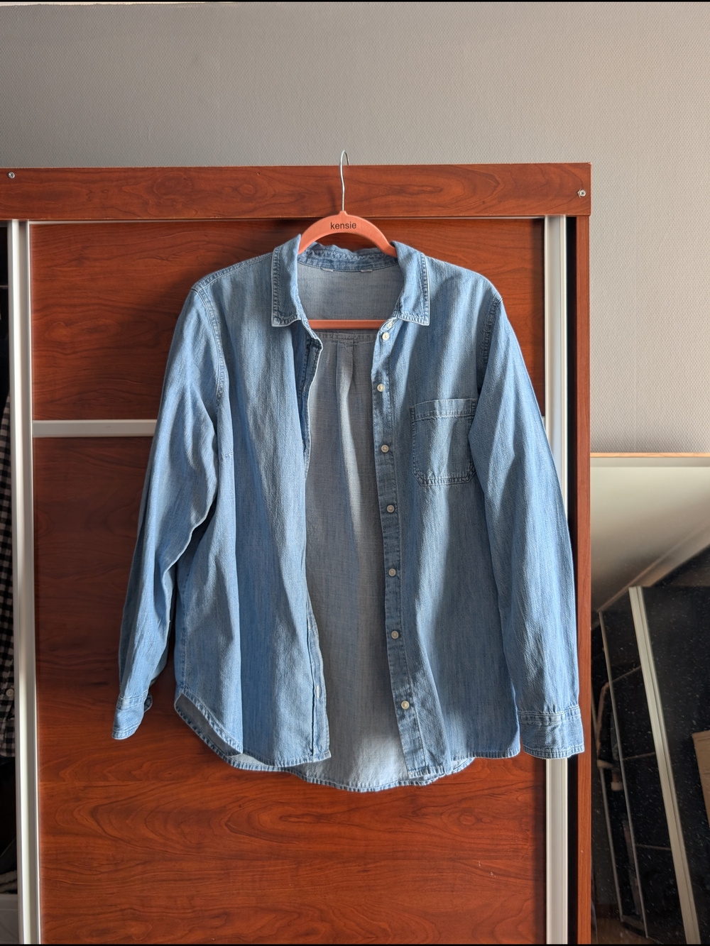 Light Wash Denim Button-Up Shirt